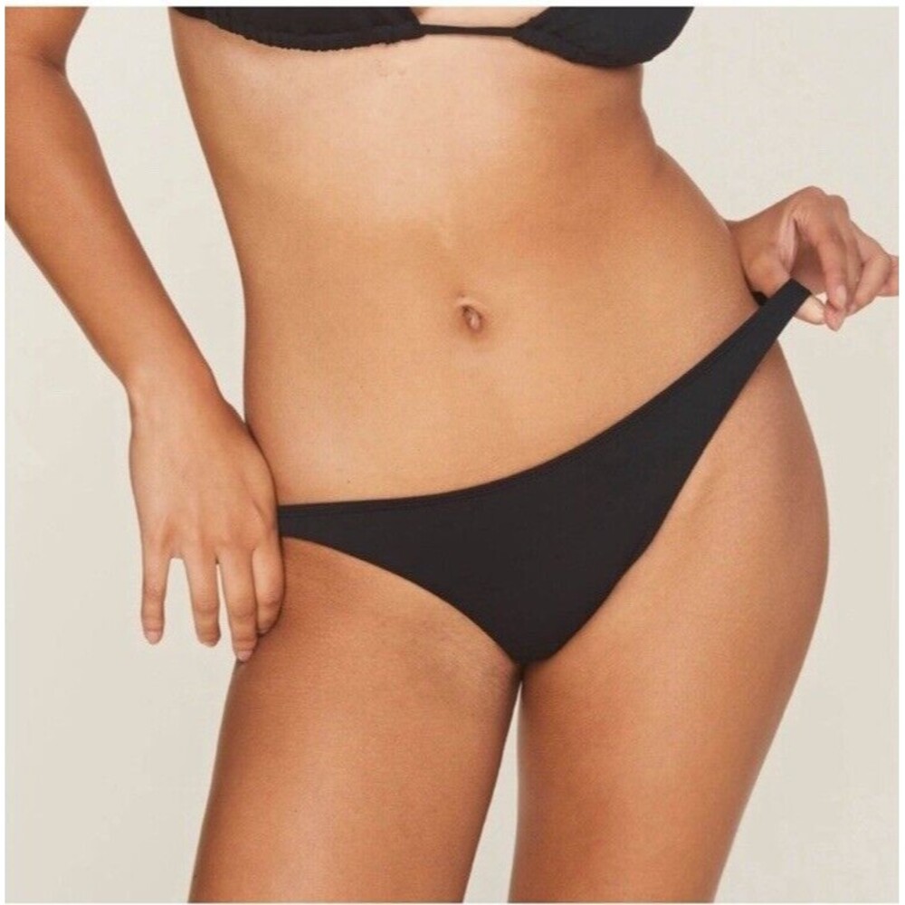 Demi Moore X Andie The Tropez Black Flat Swim Bottom Mid Rise NWT Size L